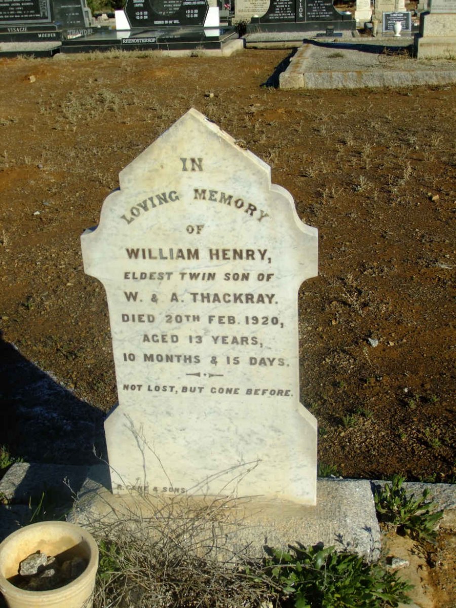 THACKRAY William Henry -1920