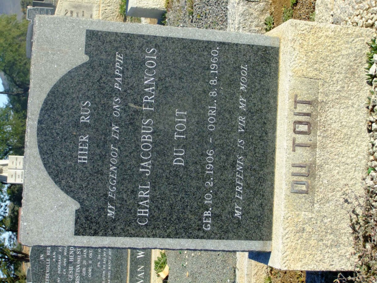 TOIT Charl Jacobus Francois, du 1906-1960