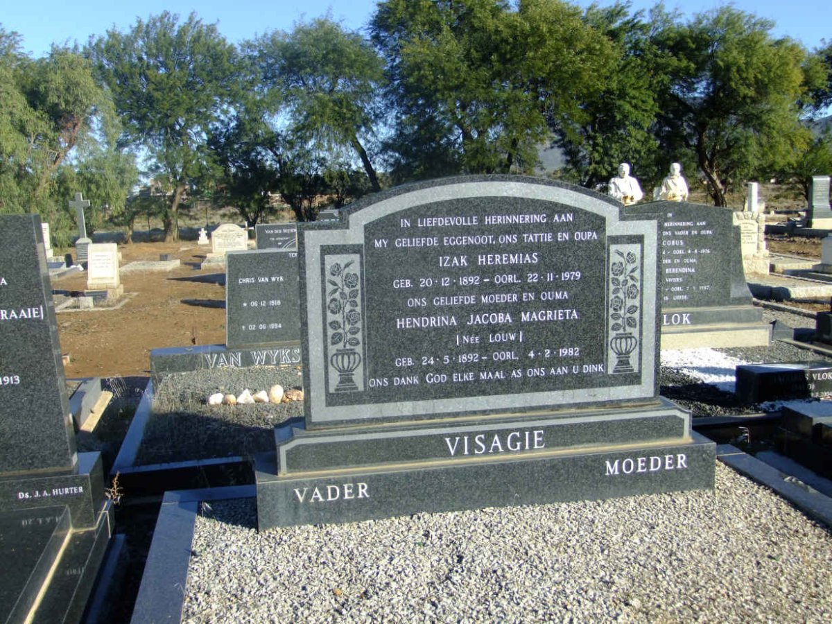 VISAGIE Izak Heremias 1892-1979 &amp; Hendrina Jacoba Magrieta LOUW 1892-1982