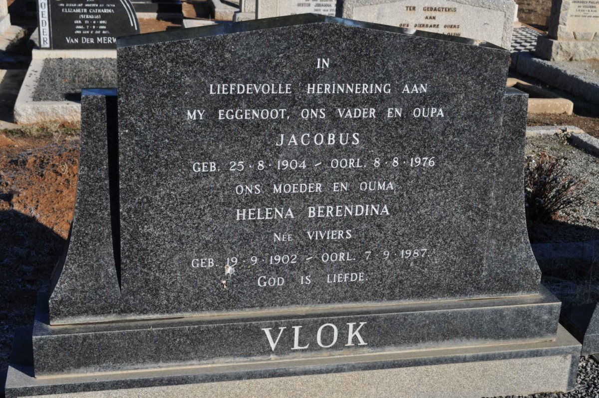 VLOK Jacobus 1904-1976 &amp; Helena Berendina VIVIERS 1902-1987