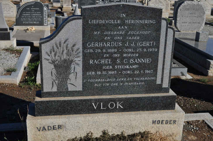 VLOK Gerhardus J.J. 1889-1959 &amp; Rachel S.C. STEENKAMP 1885-1967