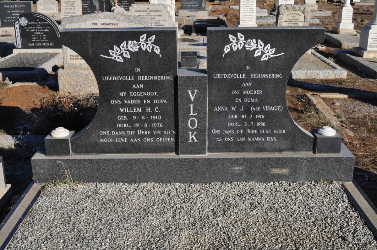 VLOK Willem H.C. 1910-1976 &amp; Anna W.J. VISAGIE 1916-1996