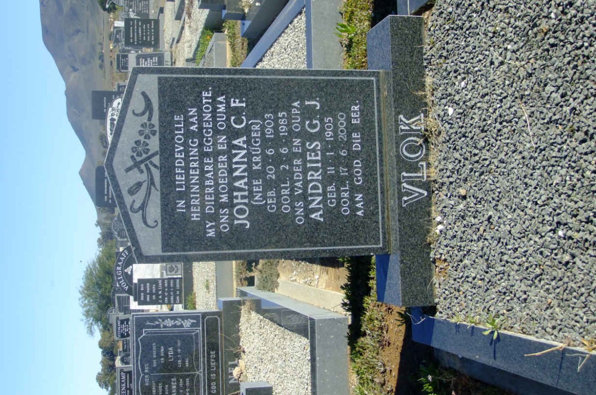 VLOK Andries G.J. 1905-2000 &amp; Johanna C.F. KRUGER 1903-1985