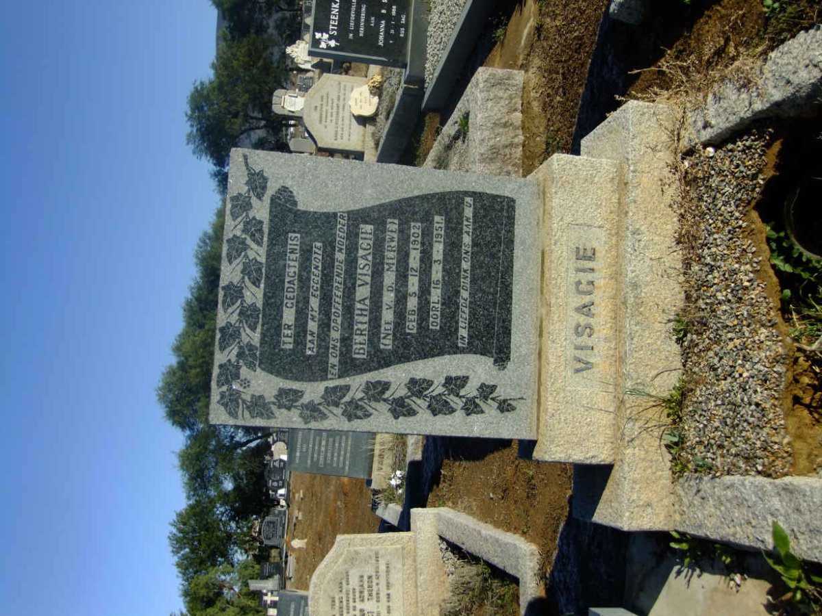 VISAGIE Bertha nee V.D. MERWE 1902-1951