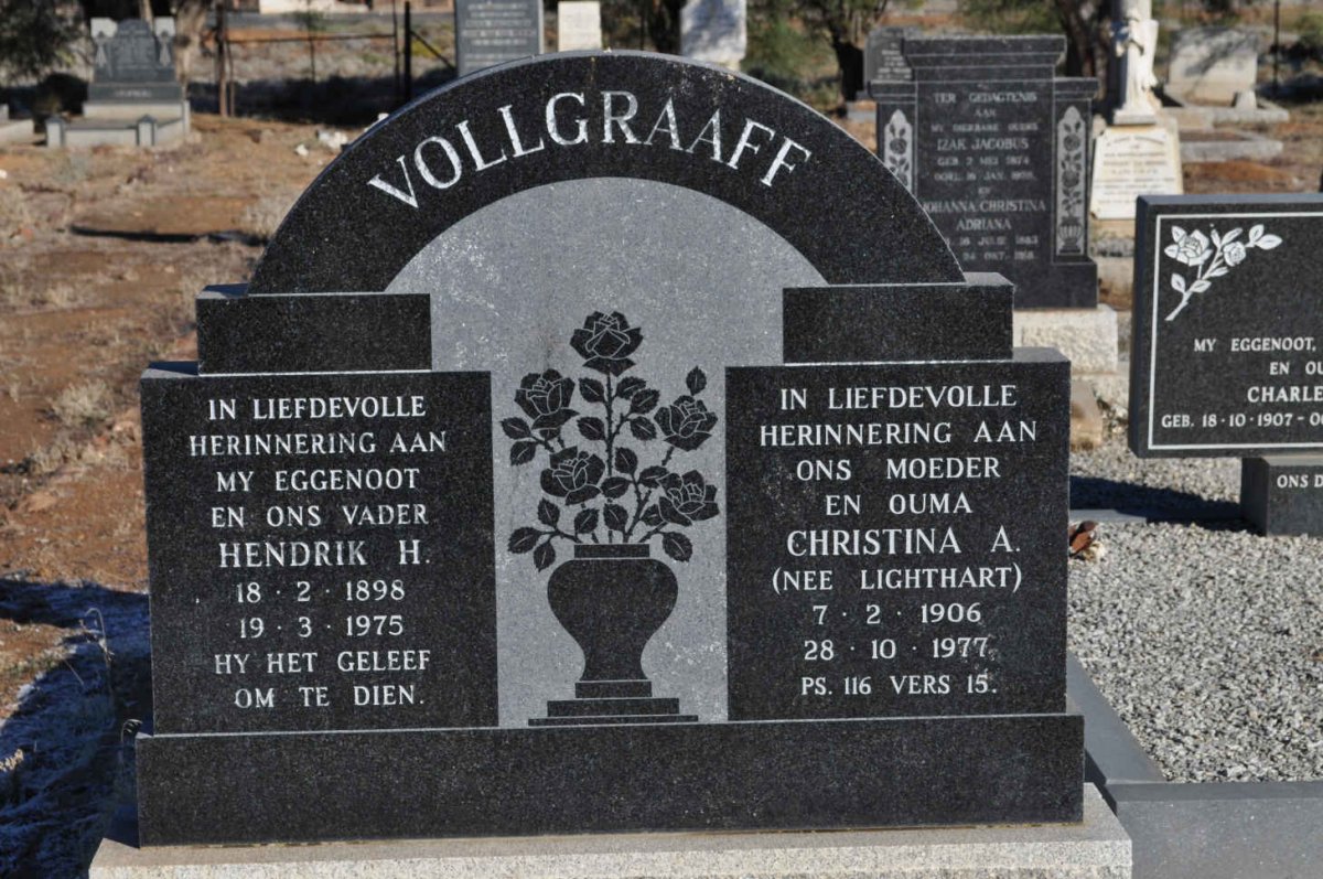 VOLLGRAAFF Hendrik H. 1898-1975 &amp; Christina A. LICHTHART 1906-1977