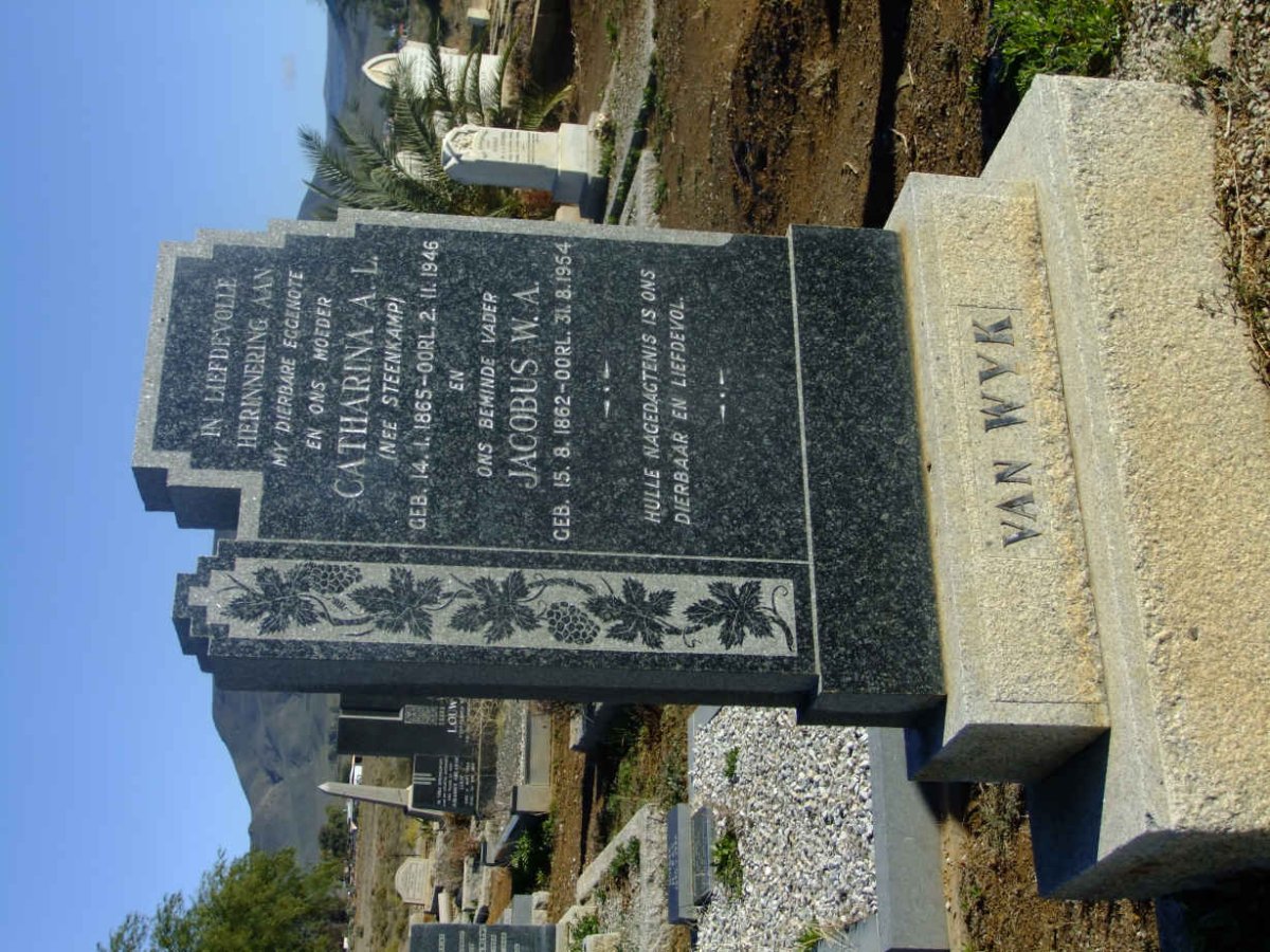 WYK Jacobus W.A., van 1862-1954 &amp; Catharina A.L. STEENKAMP 1865-1946