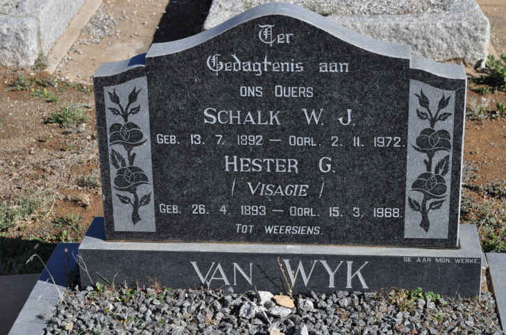 WYK Schalk W.J., van 1892-1972 &amp; Hester G. VISAGIE 1893-1968