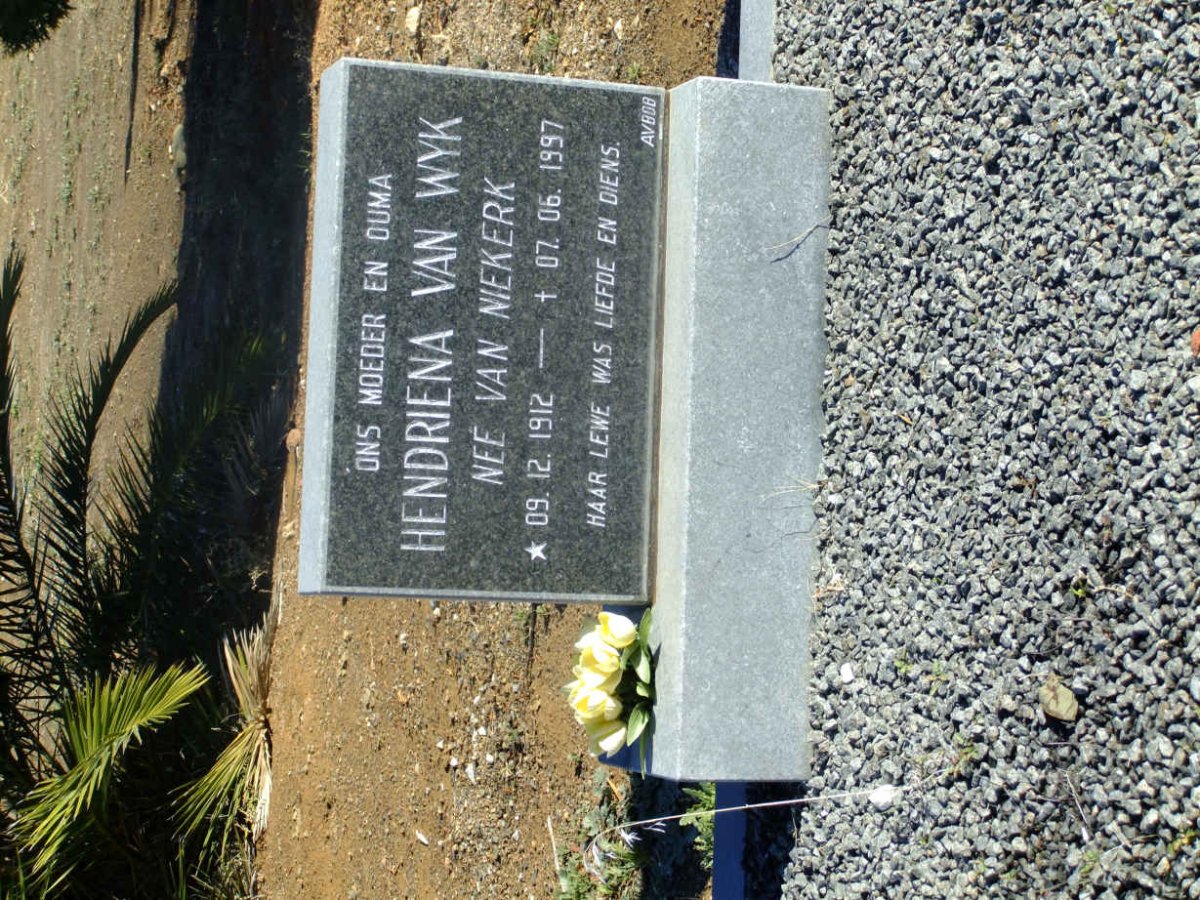 WYK Hendriena, van nee VAN NIEKERK 1912-1997