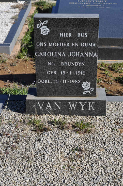 WYK Carolina Johanna, van nee BRUNDYN 1916-1982