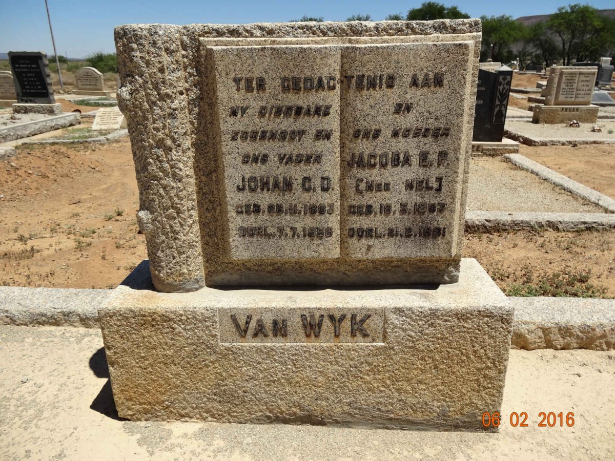 WYK Johan C.D., van 1883-1956 &amp; Jacoba E.P. NEL 1893-1981
