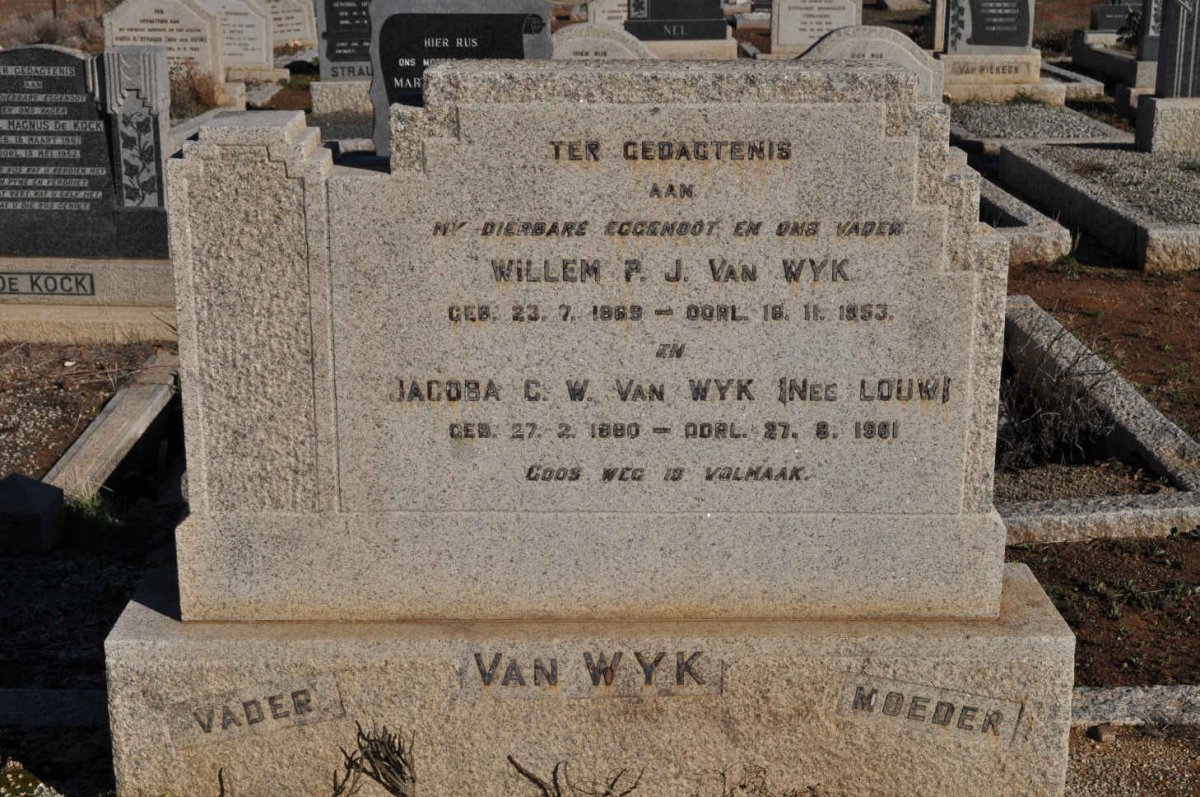 WYK Willem P.J., van 1869-1953 &amp; Jacoba C.W. LOUW 1880-1961