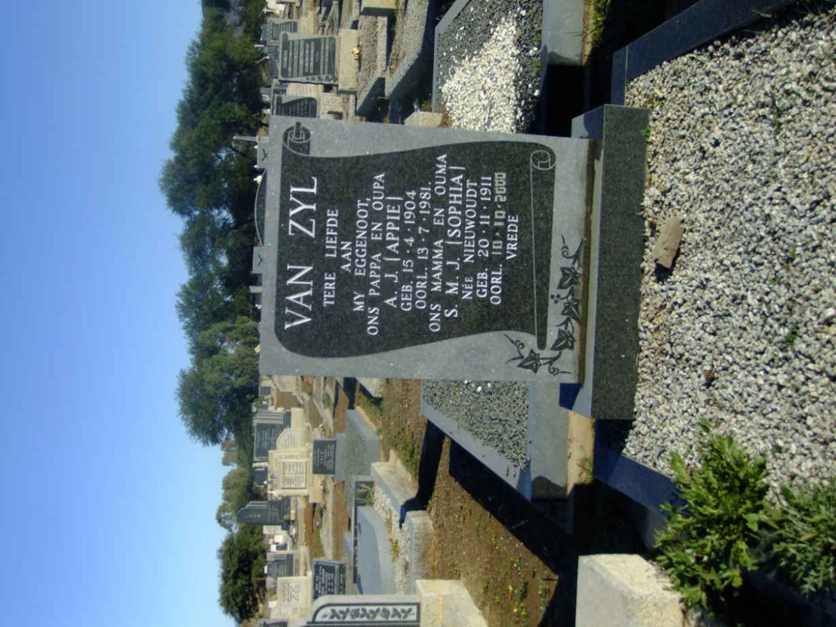 ZYL A.J., van 1904-1981 &amp; S.M.J. NIEUWOUDT 1911-2000