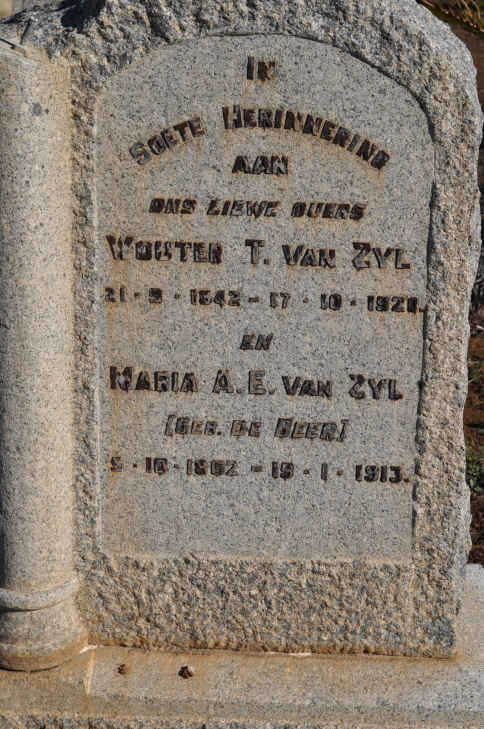 ZYL Wouter T., van 1842-1920 &amp; Maria A.E. DE BEER 1862-1913