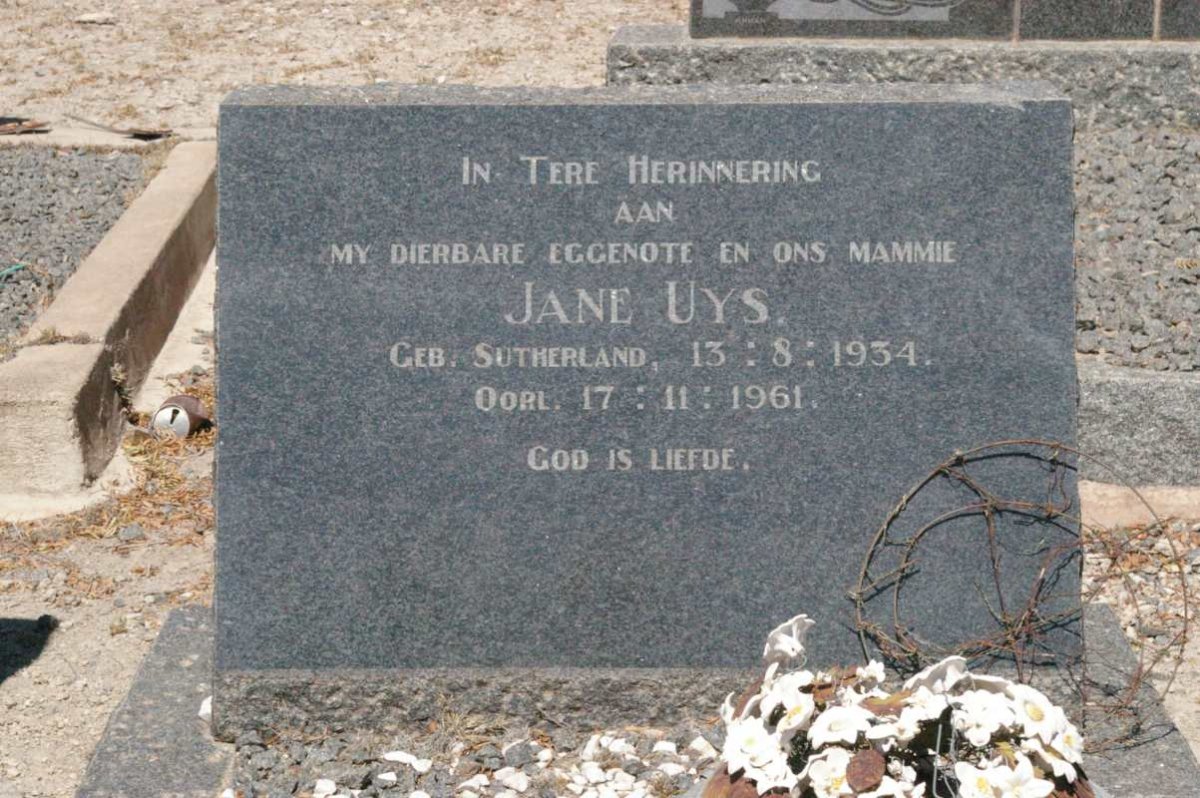 UYS Jane nee SUTHERLAND 1934-1961