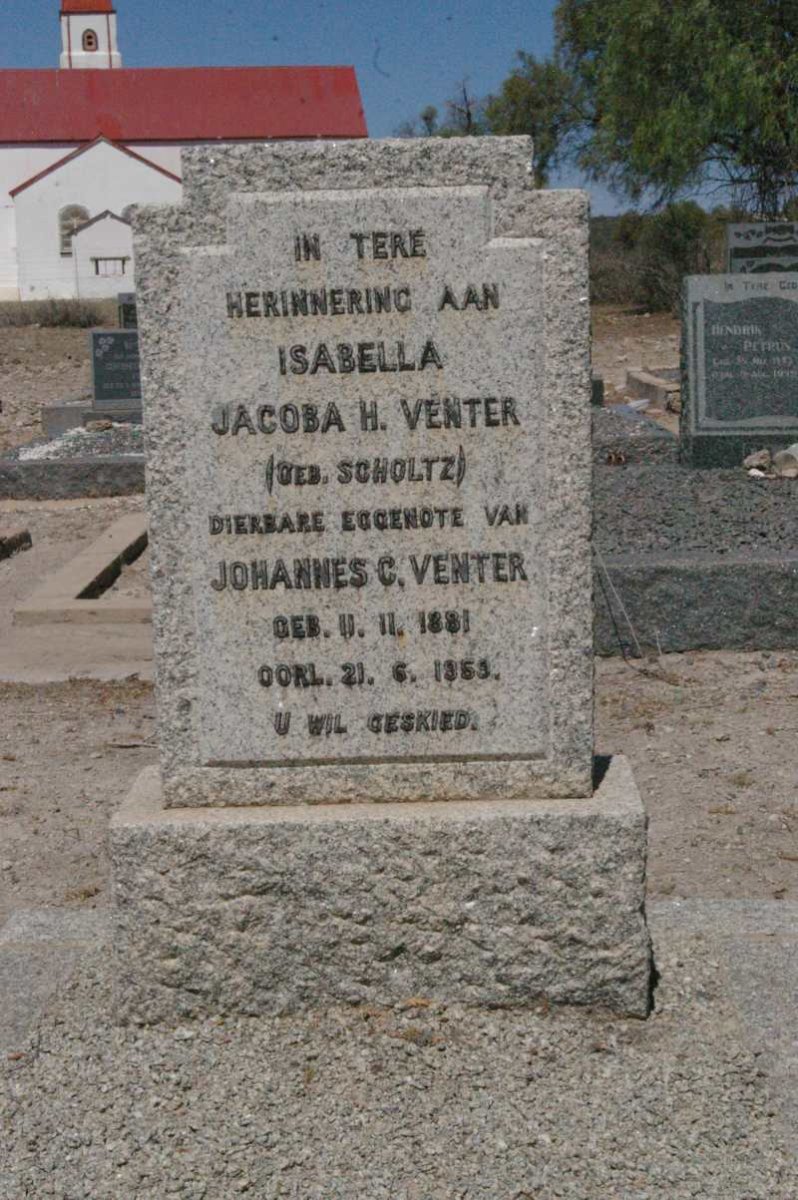 VENTER Isabella Jacoba H. nee SCHOLTZ 1881-1959