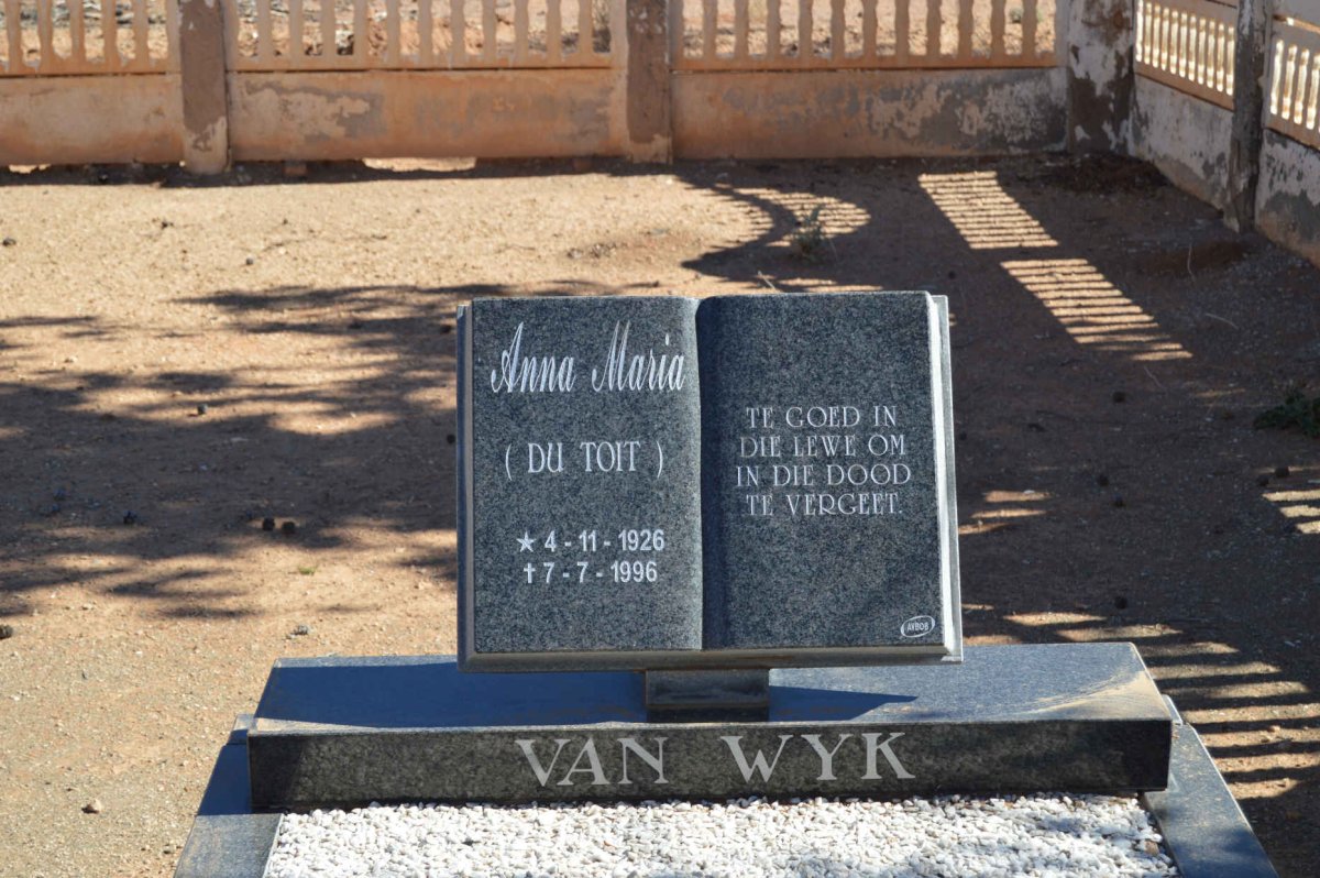 WYK Anna Maria, van nee DU TOIT 1926-1996