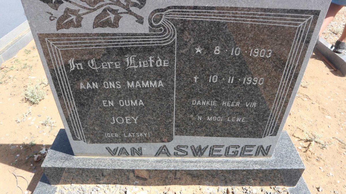 ASWEGEN Joey, van nee LATSKY 1903-1990