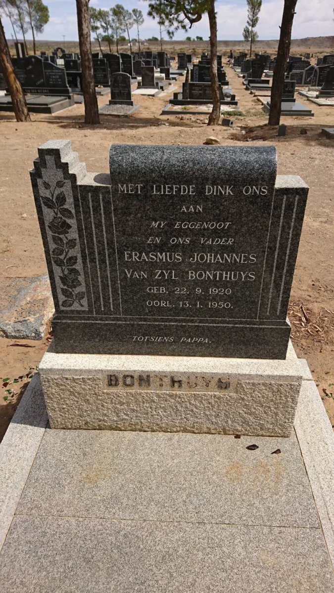 BONTHUYS Erasmus Johannes Van Zyl 1920-1950