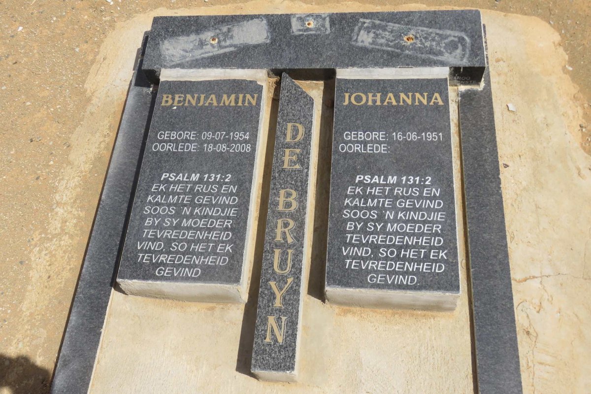 BRUYN Benjamin, de 1954-2008 &amp; Johanna 1951-