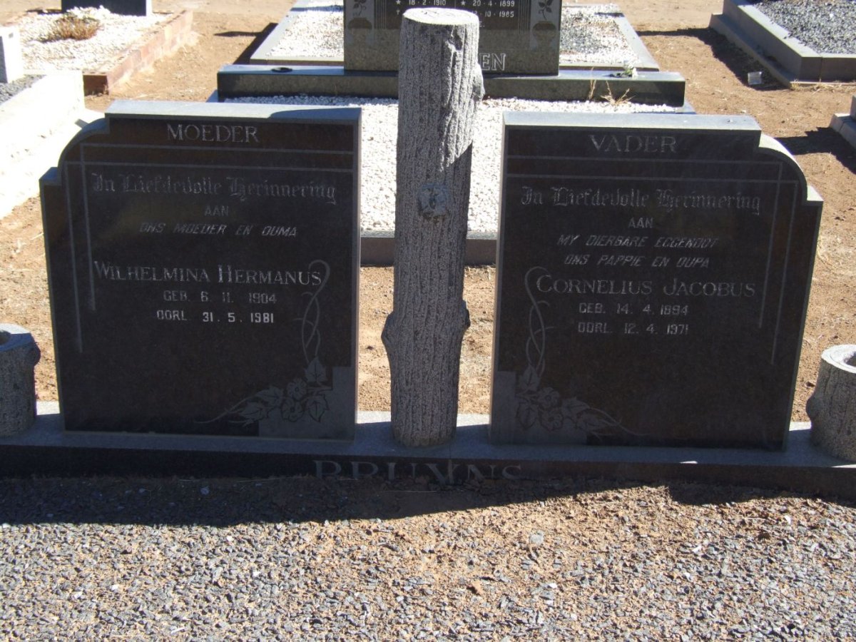 BRUYNS Cornelius Jacobus 1894-1971 &amp; Wilhelmina Hermanus 1904-1981