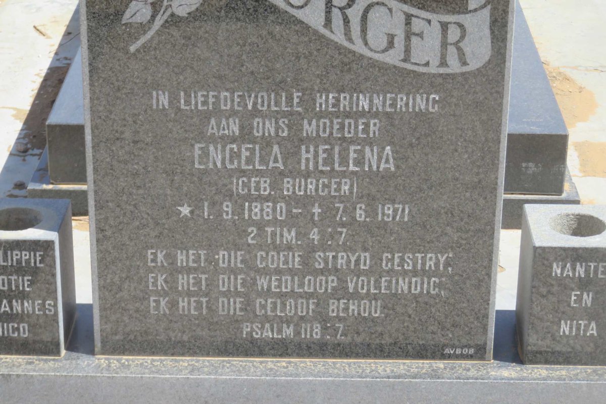 BURGER Engela Helena nee BURGER 1880-1971