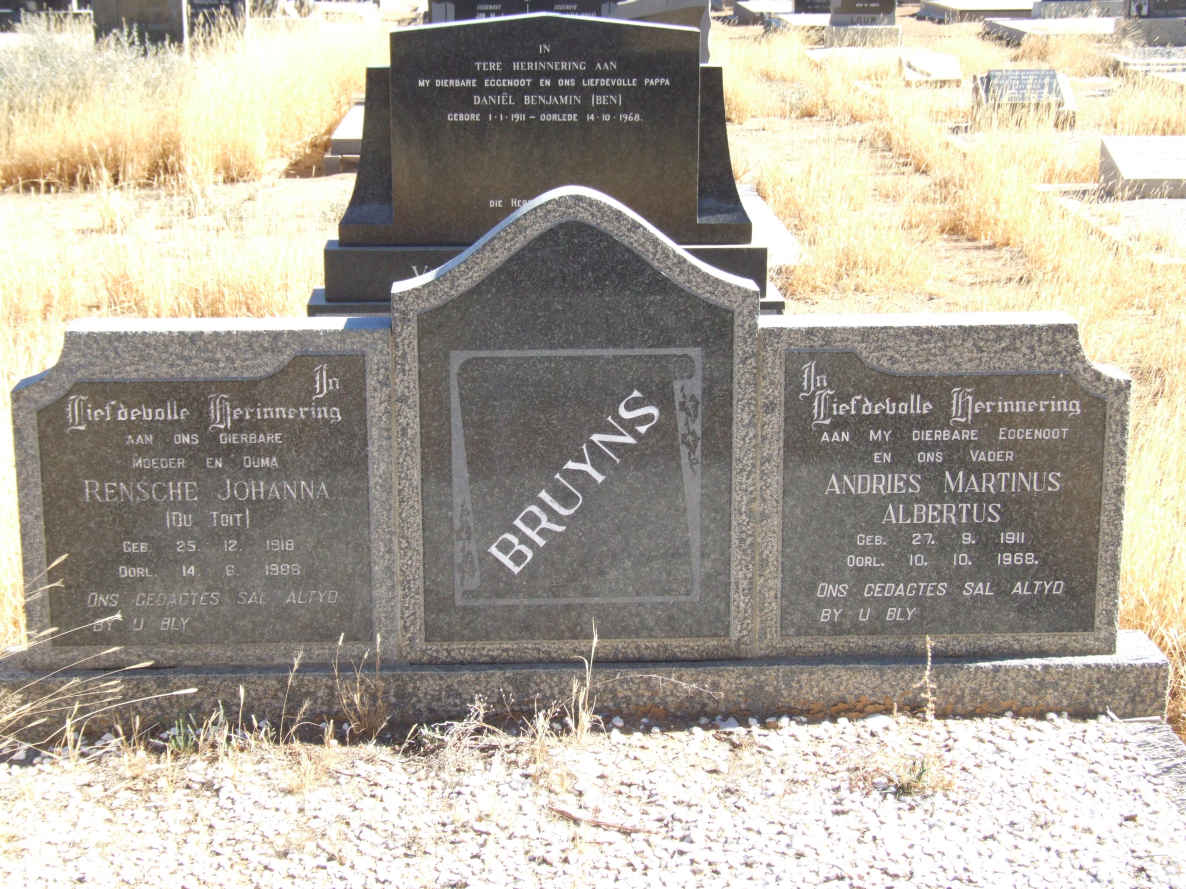 BRUYNS Andries Martinus Albertus 1911-1968 &amp; Rensche Johanna DU TOIT 1918-1988