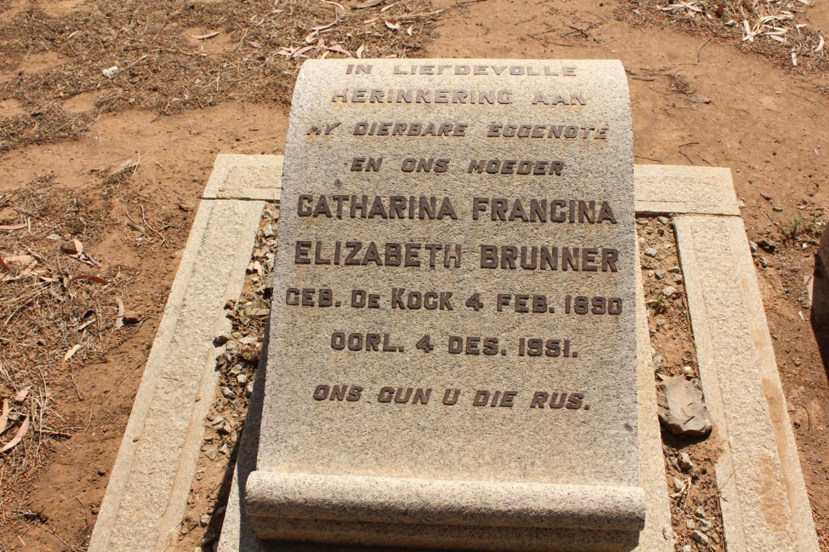 BRUNNER Catharina Francina Elizabeth nee DE KOCK 1890-1951