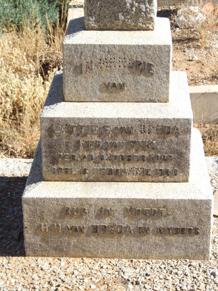 BREDA Lettie F., van nee VAN WYK 1889-1940