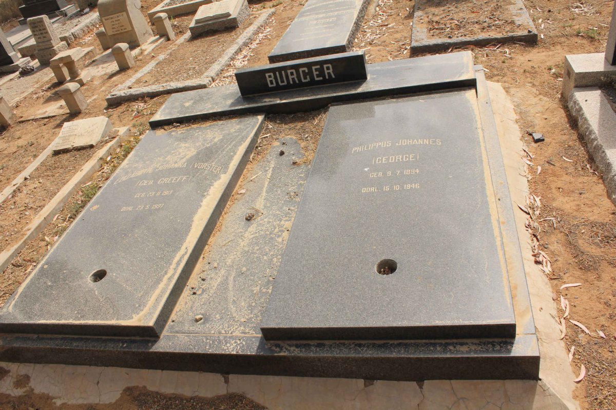 BURGER Philippus Johannes 1894-1946 &amp; Elizabeth Johanna VORSTER nee GREEFF 1913-1997