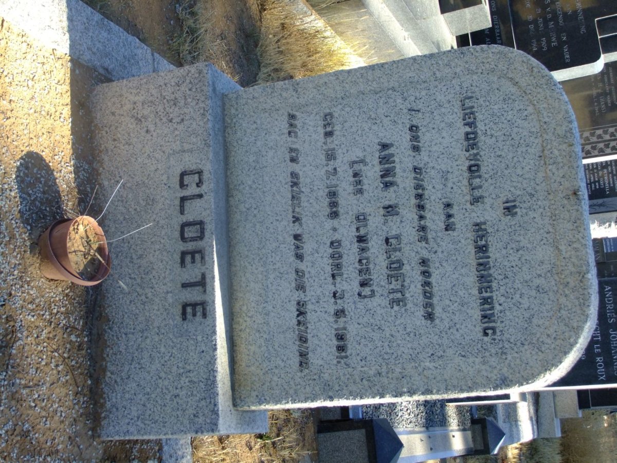 CLOETE Anna M. nee OLWAGEN 1866-1961