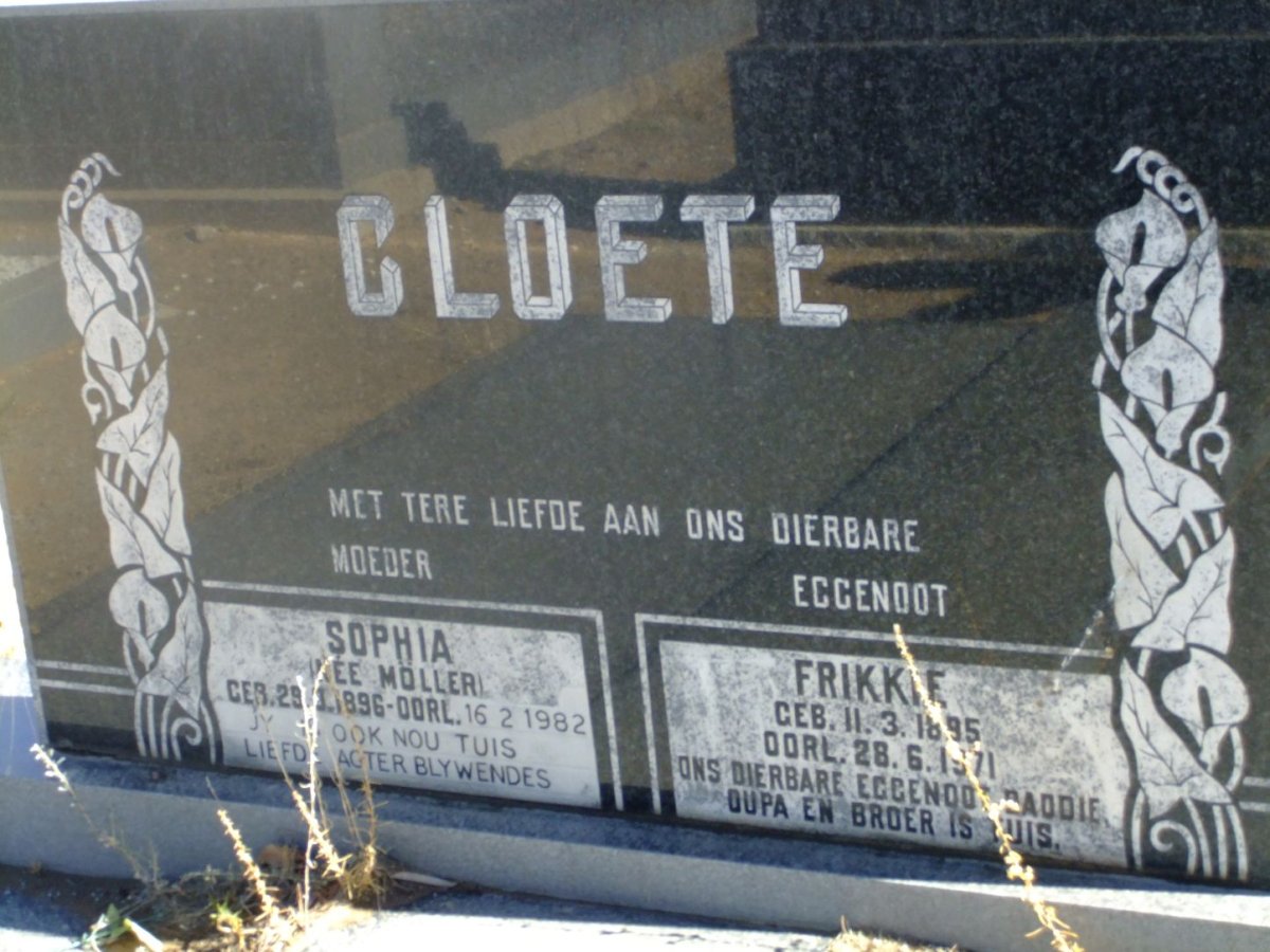 CLOETE Frikkie 1895-1971 &amp; Sophia MOLLER 1896-1982