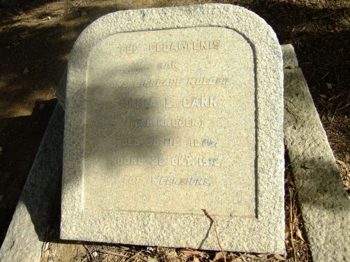 CARR Alida L. nee KRUGER 18?8-1918