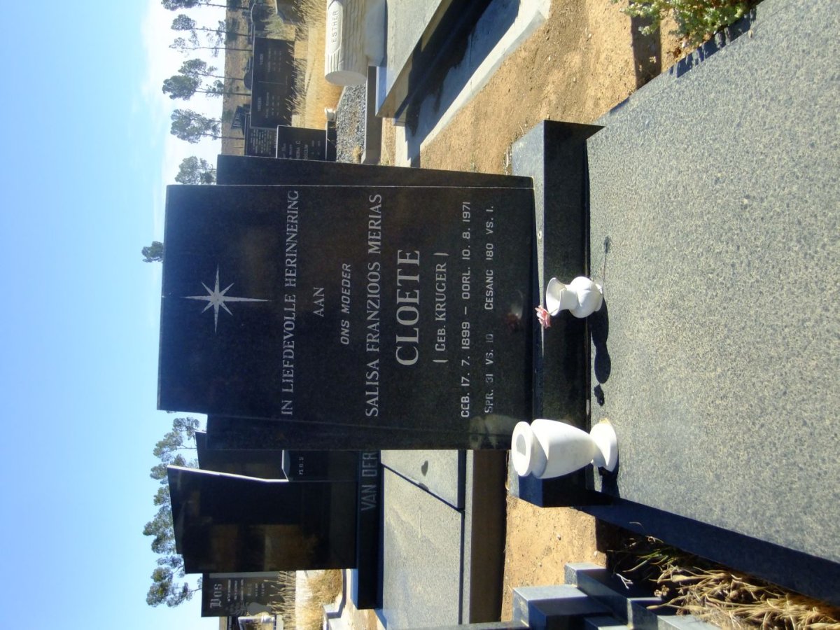 CLOETE Salisa Franzioos Merias nee KRUGER 1899-1971