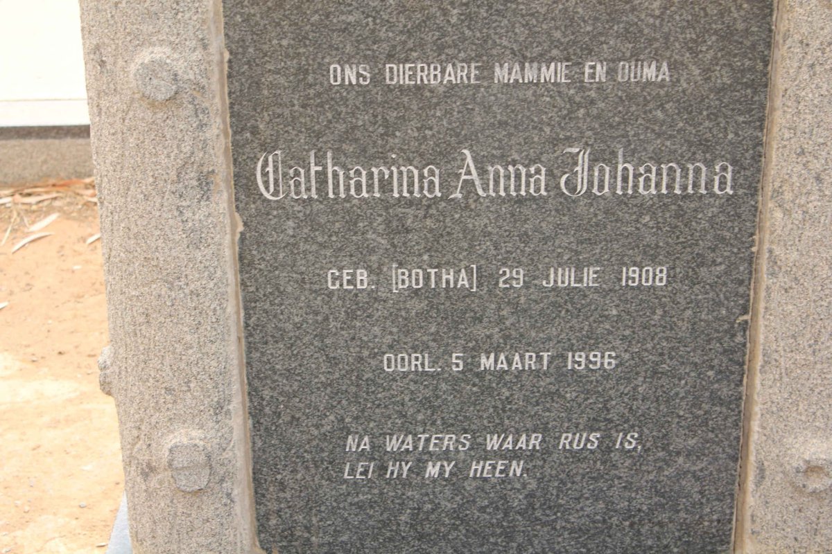 CLOETE Catharina Anna Johanna nee BOTHA 1908-1996