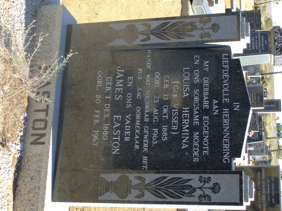 EASTON James 1880-1967 &amp; Louisa Hermina VISSER 1885-1963