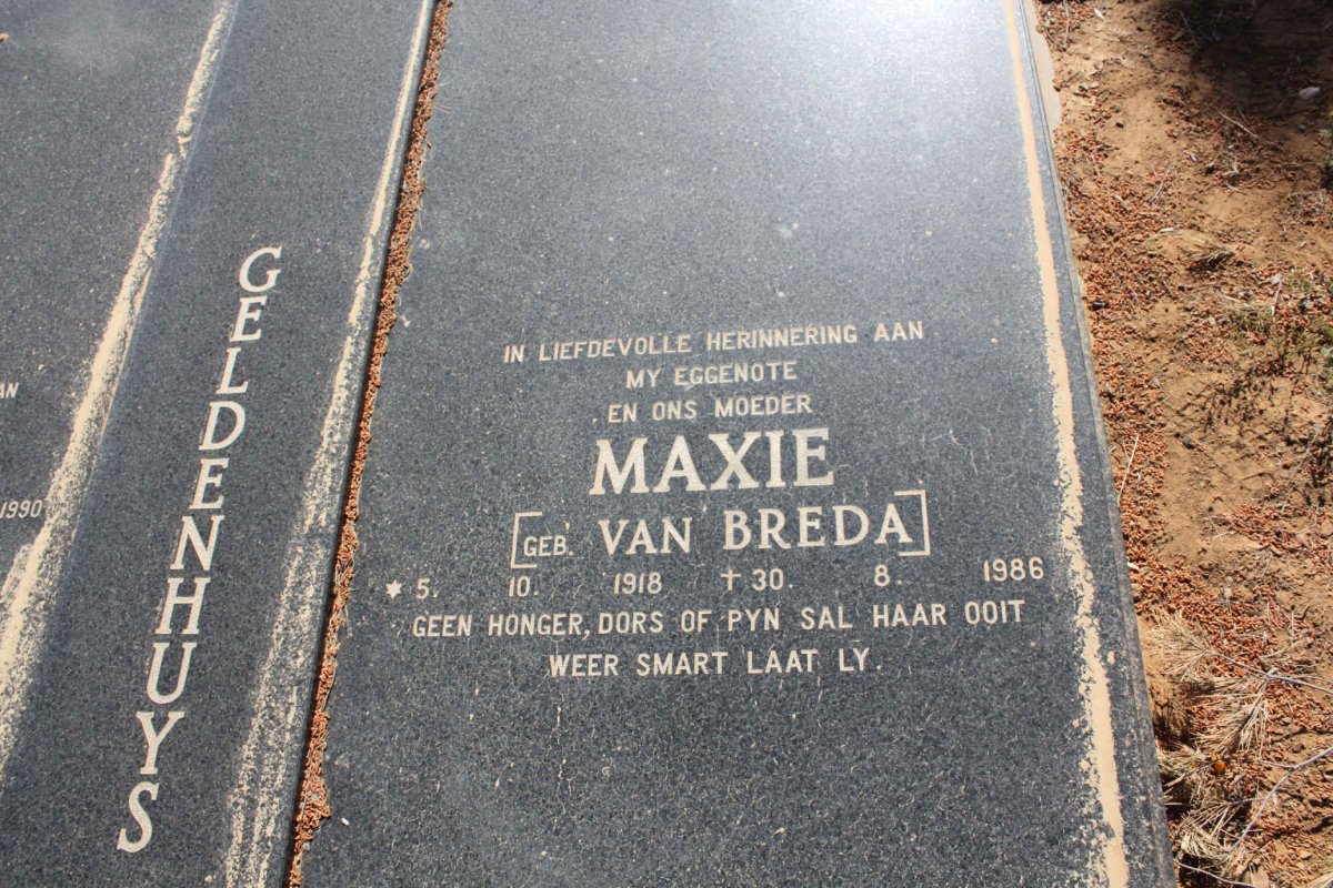 GELDENHUYS Marthinus 1911-1990 &amp; Maxine VAN BREDA 1918-1986