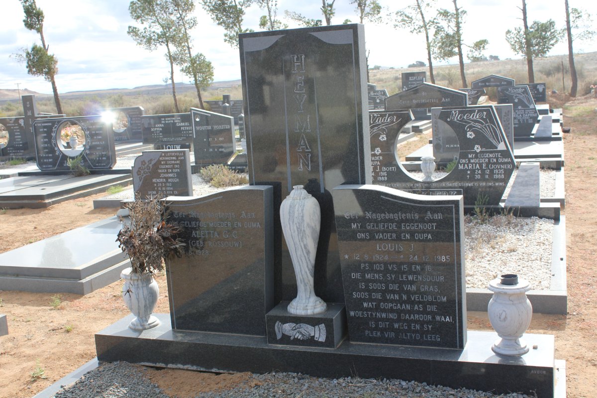 HEYMAN Louis J. 1924-1985 &amp; Aletta G.C. ROSSOUW 1928-
