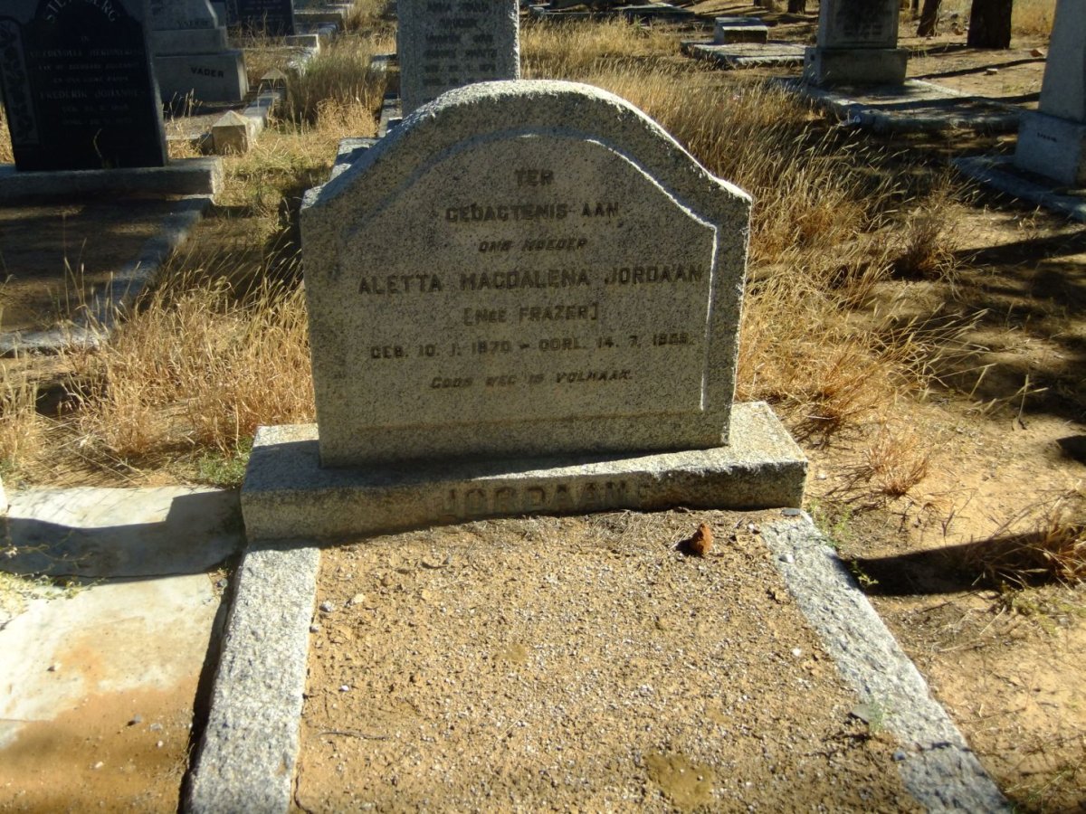 JORDAAN Aletta Magdalena nee FRAZER 1870-1956