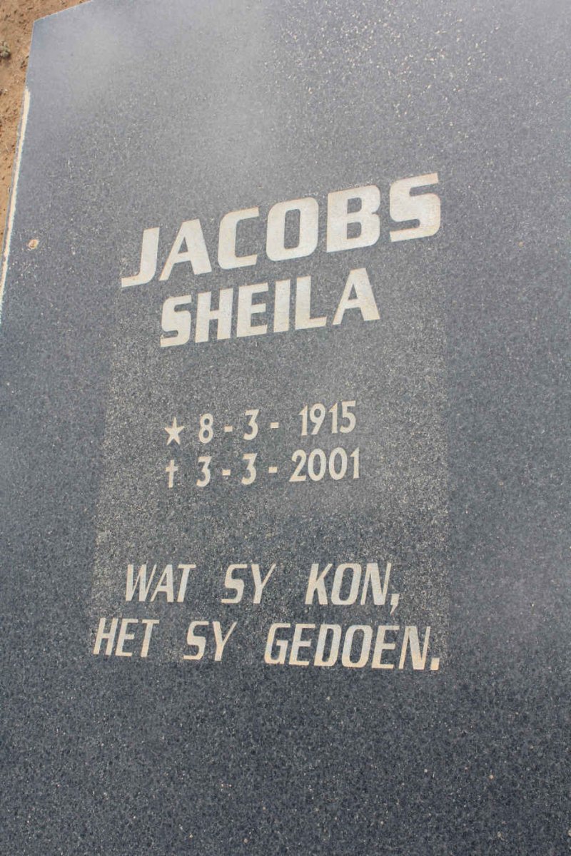 JACOBS Sheila 1915-2001