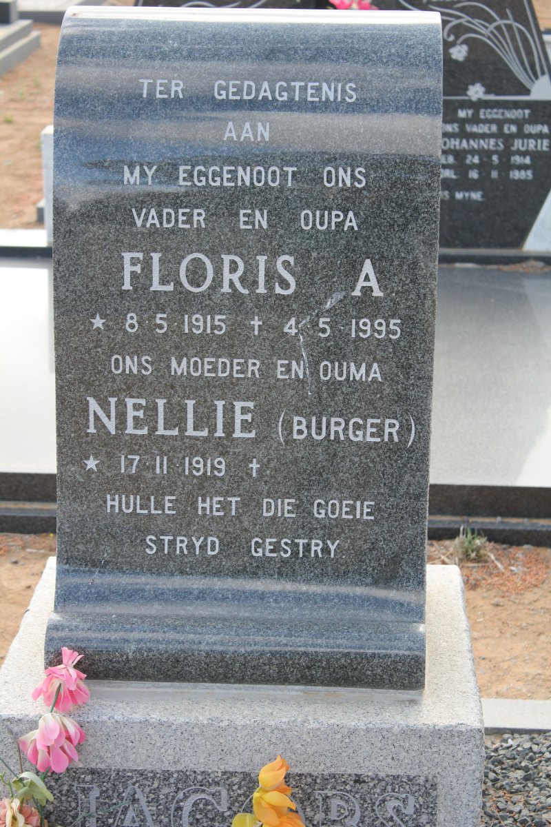 JACOBS Floris A. 1915-1995 &amp; Nellie BURGER 1919-