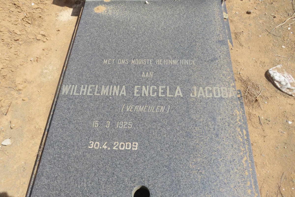 JACOBS Wilhelmina Engela Jacobs nee VERMEULEN 1925-2009