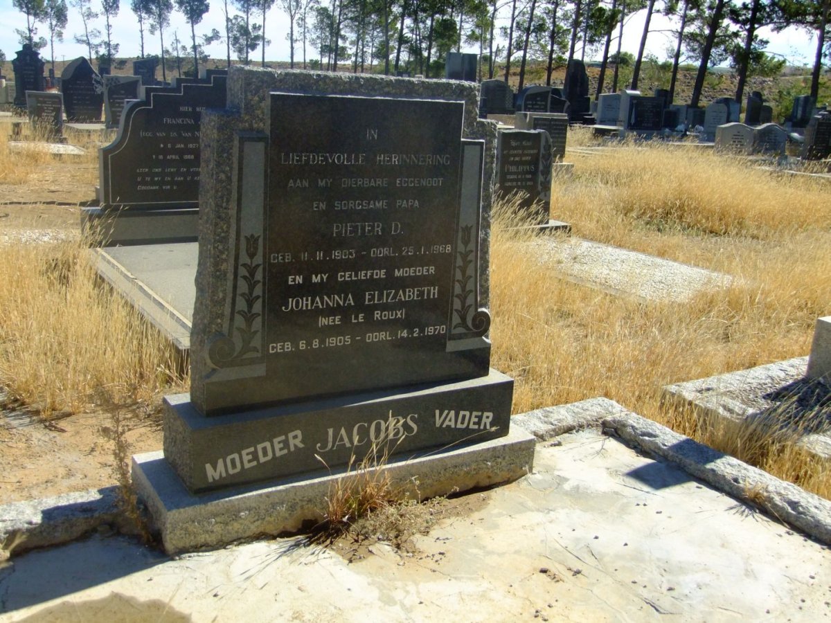 JACOBS Pieter D. 1903-1968 &amp; Johanna Elizabeth LE ROUX 1905-1970