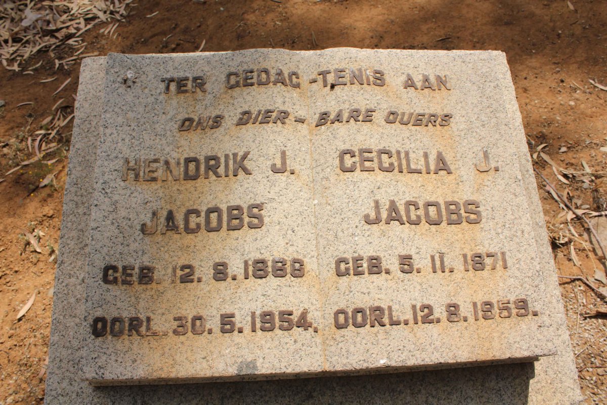 JACOBS Hendrik J. 1866-1954 &amp; Cecilia J. 1871-1959