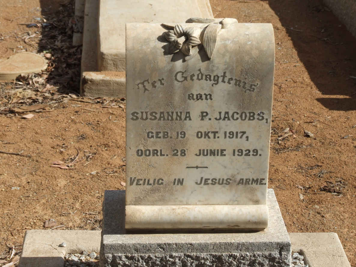 JACOBS Susanna P. 1917-1929