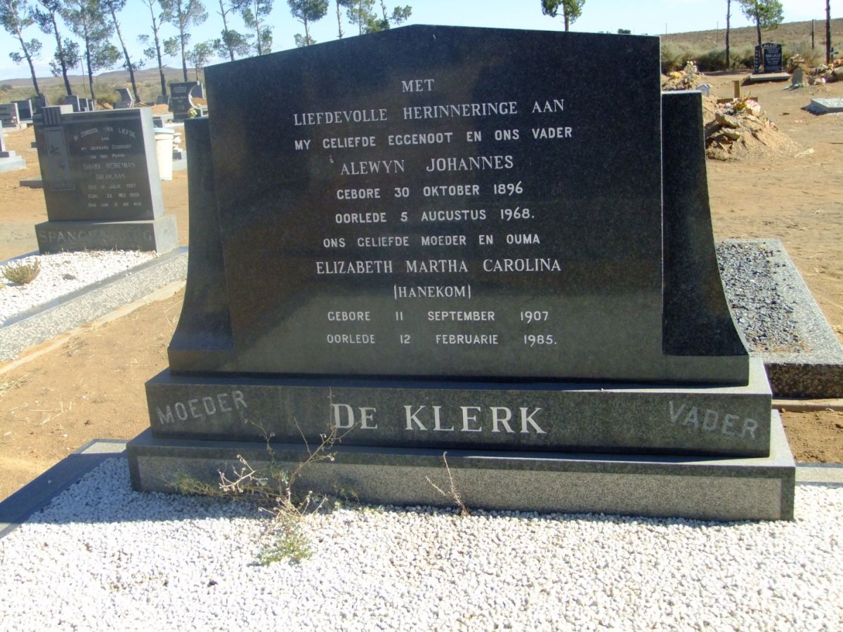 KLERK Alewyn Johannes, de 1896-1968 &amp; Elizabeth Martha Carolina HANEKOM 1907-1985