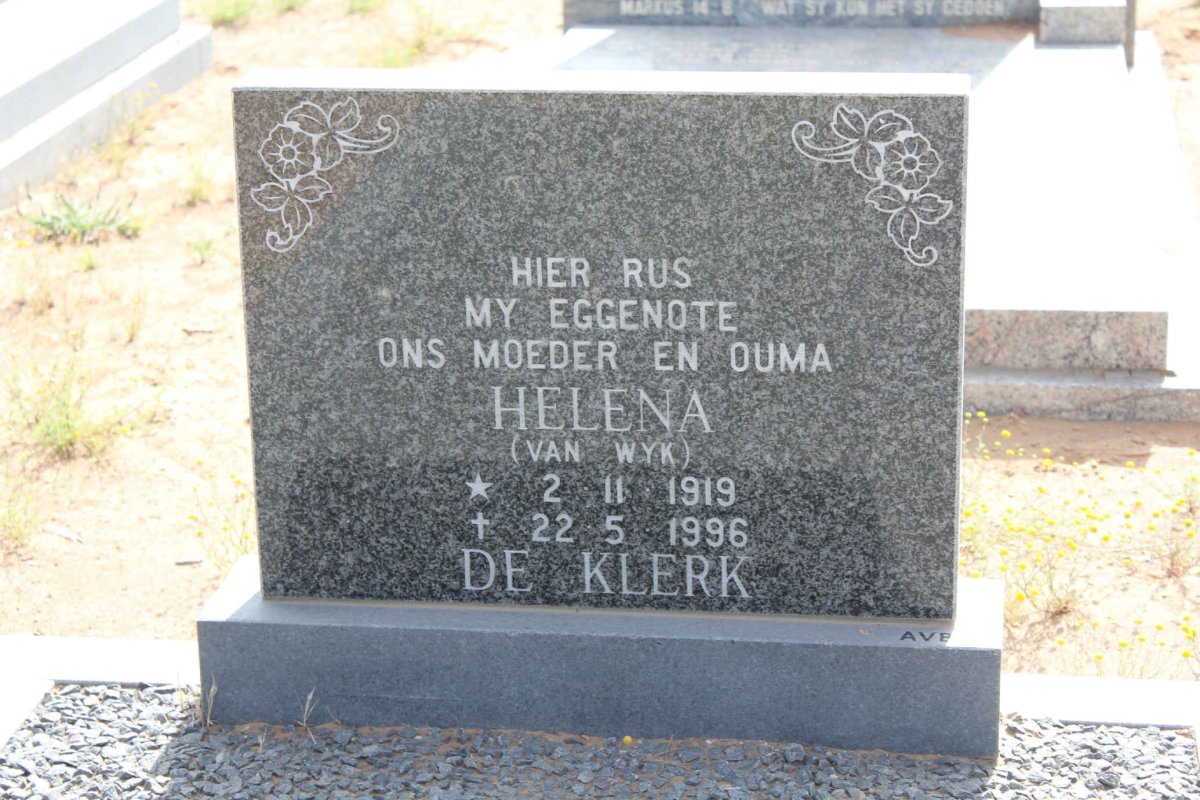 KLERK Helena, de nee VAN WYK 1919-1996