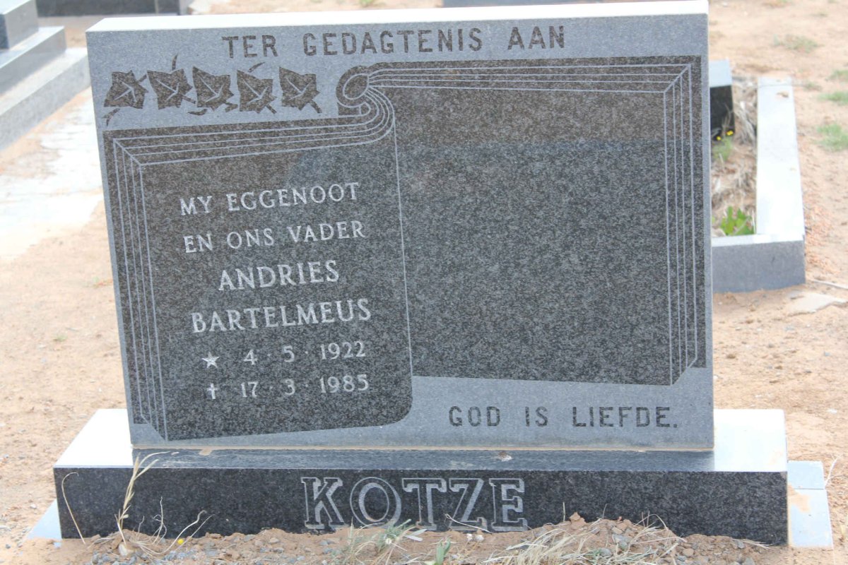 KOTZE Andries Bartelmeus 1922-1985