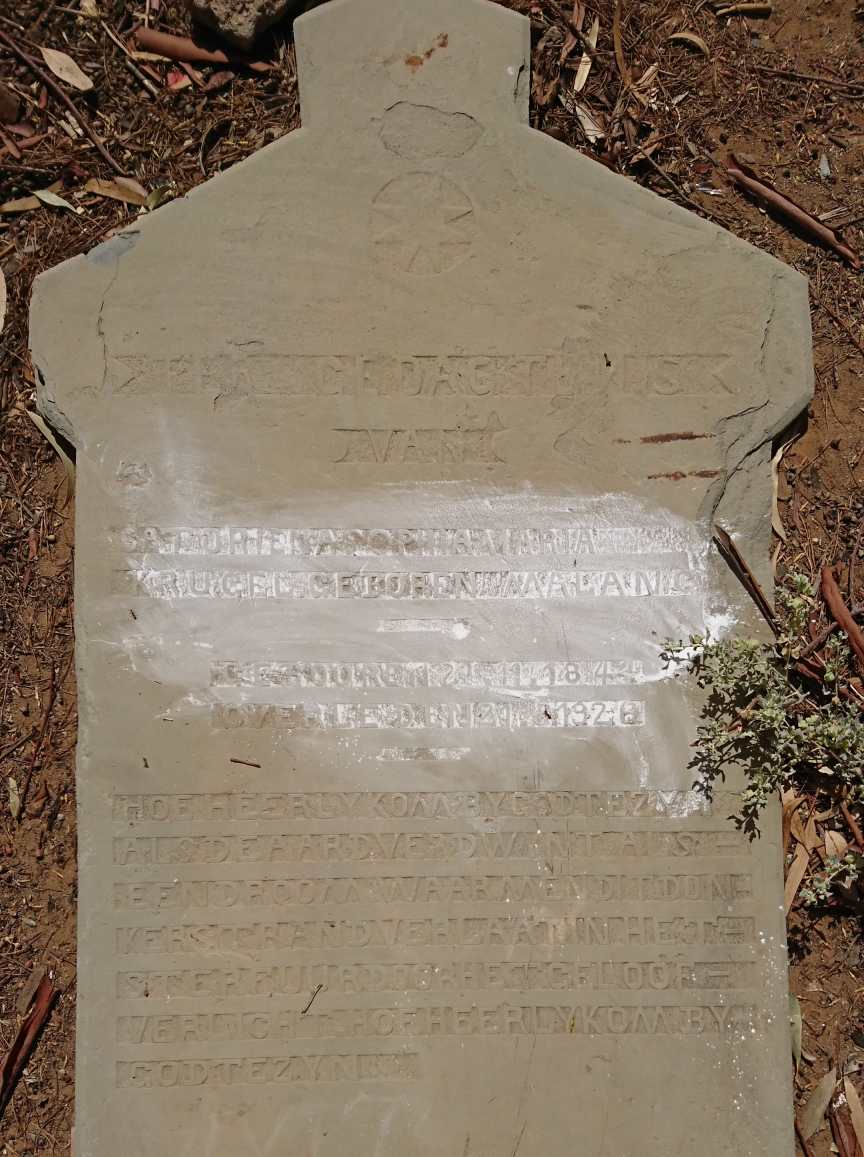 KRUGEL Catoriena Sophia Maria nee MALAN 1844-1926