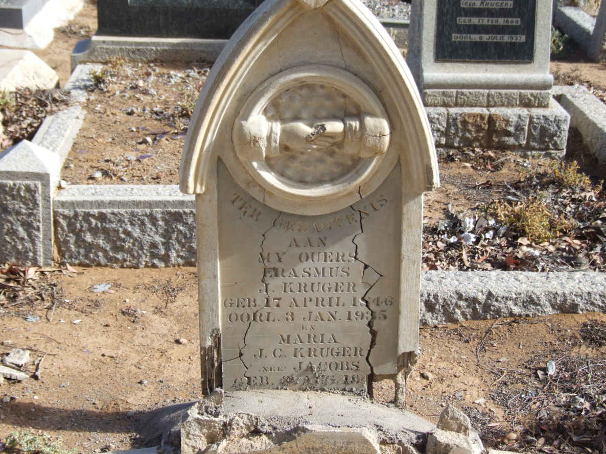 KRUGER Erasmus J. 1846-1935 &amp; Maria J.C. JACOBS 184?-