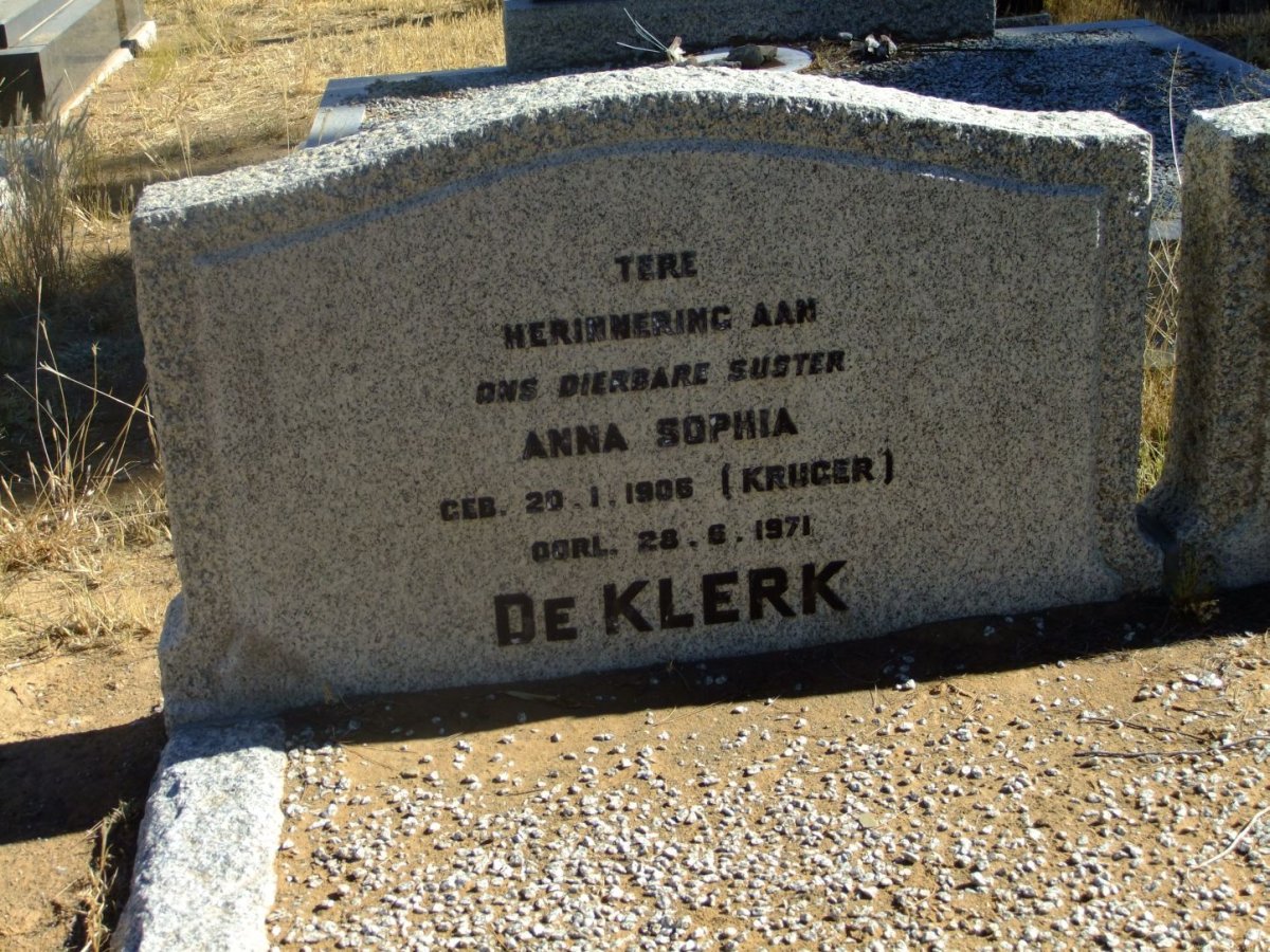 KLERK Anna Sophia, de nee KRUGER 1906-1971